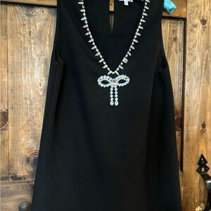 Chic Black Dress with Rhinestone Embellishments